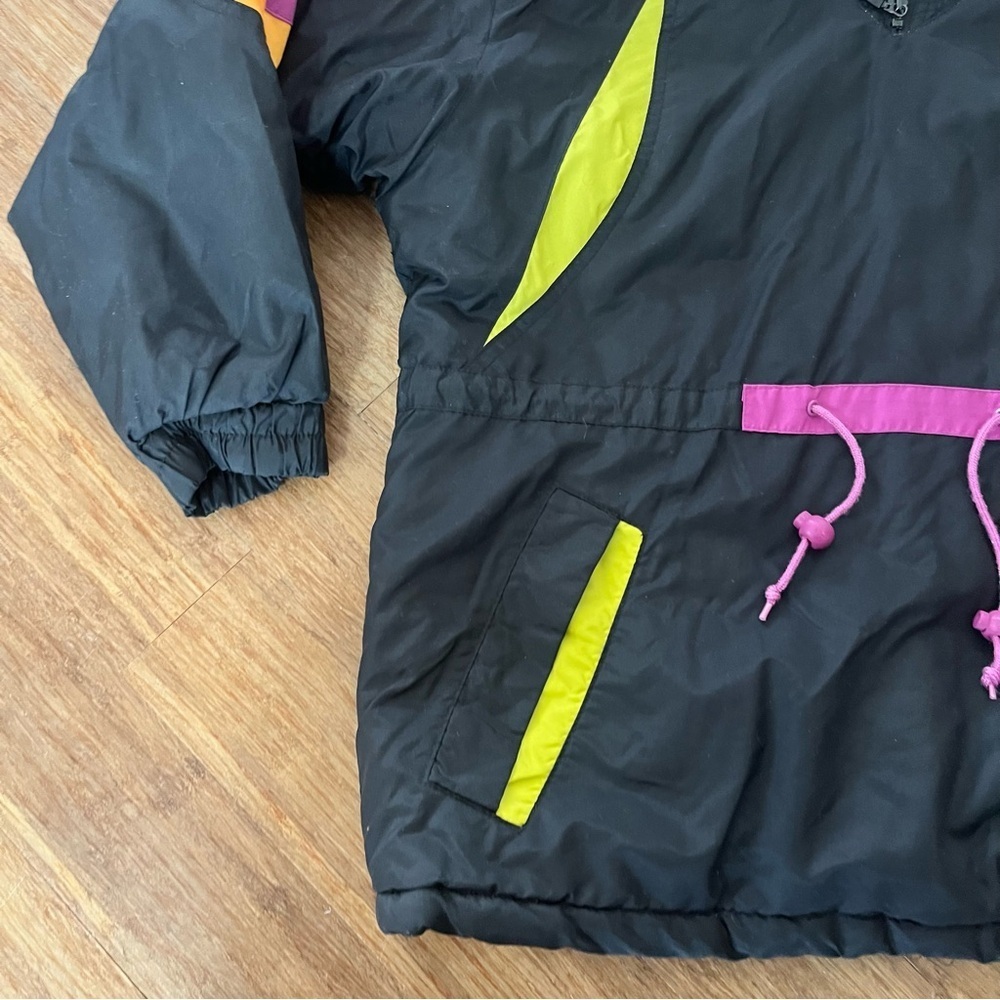 Vintage ISPO Colorblock Ski Jacket Retro 80s 90s Neon Hooded Winter Coat, Sz L - Picture 3 of 8